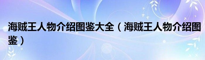 海贼王人物介绍图鉴大全（海贼王人物介绍图鉴）