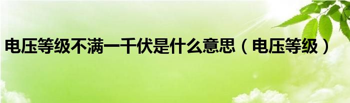 电压等级不满一千伏是什么意思（电压等级）