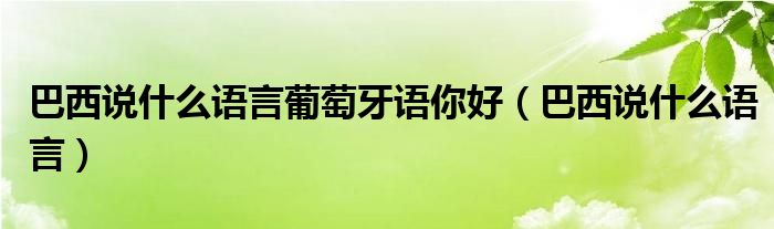 巴西说什么语言葡萄牙语你好（巴西说什么语言）