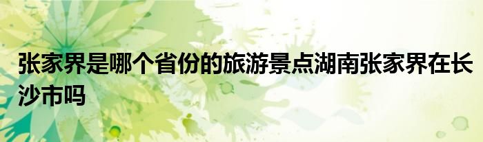 张家界是哪个省份的旅游景点湖南张家界在长沙市吗