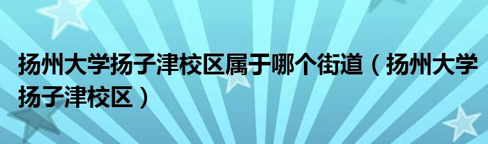 扬州大学扬子津校区属于哪个街道（扬州大学扬子津校区）