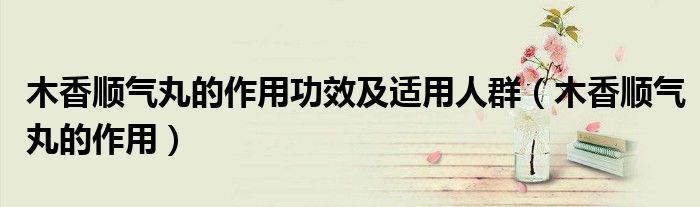 木香顺气丸的作用功效及适用人群（木香顺气丸的作用）