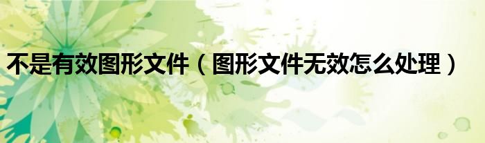 不是有效图形文件（图形文件无效怎么处理）