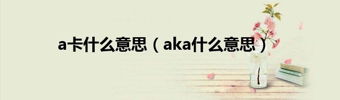 a卡什么意思（aka什么意思）