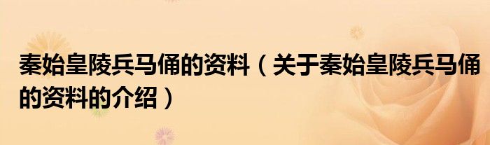 秦始皇陵兵马俑的资料（关于秦始皇陵兵马俑的资料的介绍）