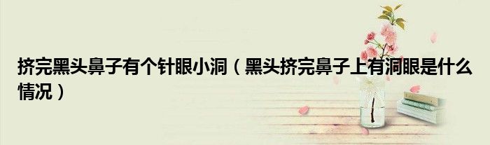 挤完黑头鼻子有个针眼小洞（黑头挤完鼻子上有洞眼是什么情况）
