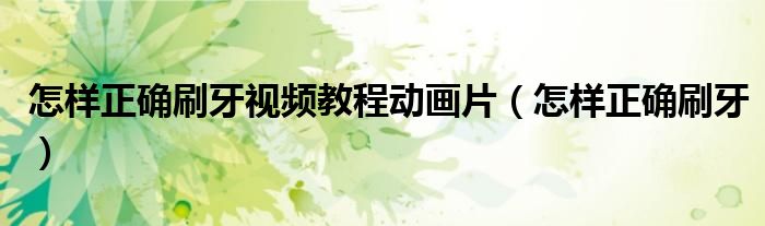 怎样正确刷牙视频教程动画片（怎样正确刷牙）