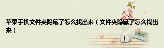 苹果手机文件夹隐藏了怎么找出来（文件夹隐藏了怎么找出来）