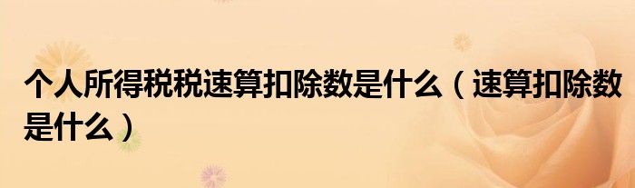 个人所得税税速算扣除数是什么（速算扣除数是什么）