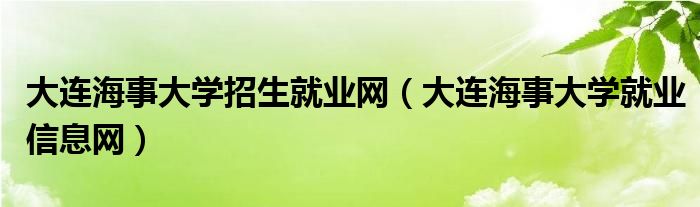 大连海事大学招生就业网（大连海事大学就业信息网）