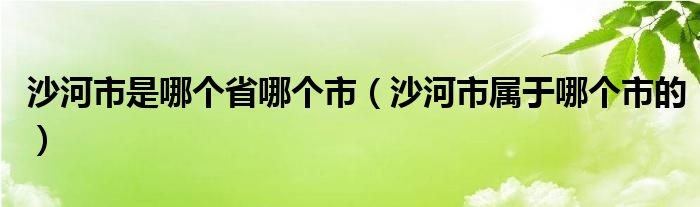 沙河市是哪个省哪个市（沙河市属于哪个市的）