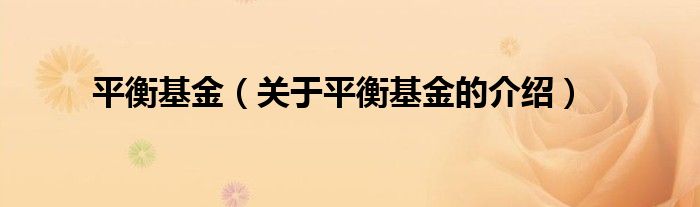 平衡基金（关于平衡基金的介绍）
