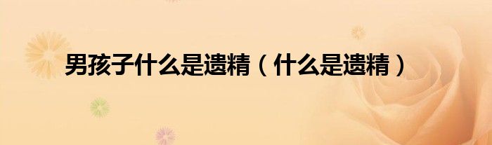 男孩子什么是遗精（什么是遗精）