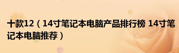 十款12（14寸笔记本电脑产品排行榜 14寸笔记本电脑推荐）