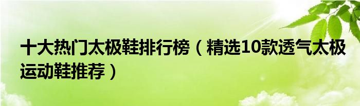 十大热门太极鞋排行榜（精选10款透气太极运动鞋推荐）