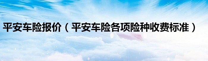 平安车险报价（平安车险各项险种收费标准）