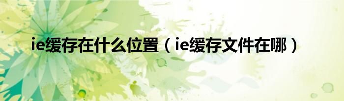 ie缓存在什么位置（ie缓存文件在哪）