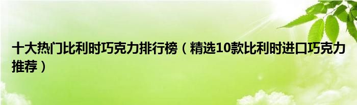 十大热门比利时巧克力排行榜（精选10款比利时进口巧克力推荐）