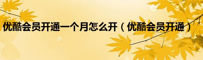 优酷会员开通一个月怎么开（优酷会员开通）-66绿色资源网-第8张图片