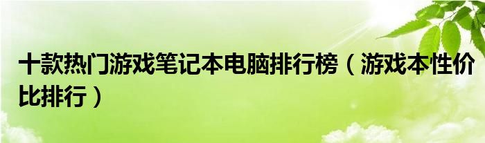 十款热门游戏笔记本电脑排行榜（游戏本性价比排行）