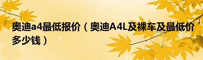 奥迪a4最低报价（奥迪A4L及裸车及最低价多少钱）