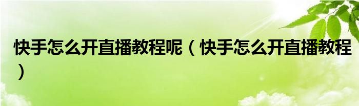 快手怎么开直播教程呢（快手怎么开直播教程）