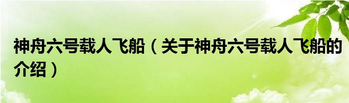 神舟六号载人飞船（关于神舟六号载人飞船的介绍）