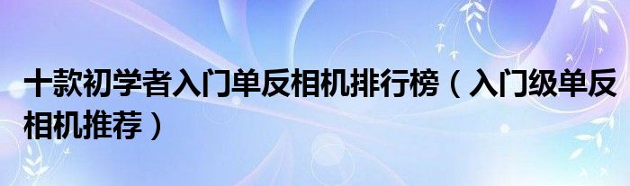 十款初学者入门单反相机排行榜（入门级单反相机推荐）