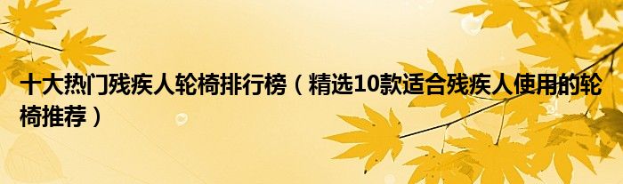 十大热门残疾人轮椅排行榜（精选10款适合残疾人使用的轮椅推荐）