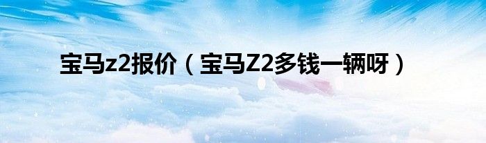 宝马z2报价（宝马Z2多钱一辆呀）