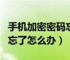 手机加密密码忘了怎么办苹果（手机加密密码忘了怎么办）