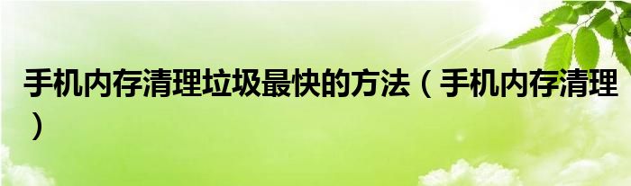 手机内存清理垃圾最快的方法（手机内存清理）