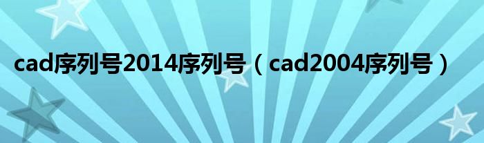 cad序列号2014序列号（cad2004序列号）