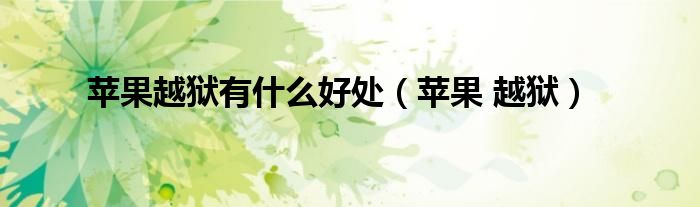 苹果越狱有什么好处（苹果 越狱）