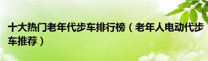 十大热门老年代步车排行榜（老年人电动代步车推荐）