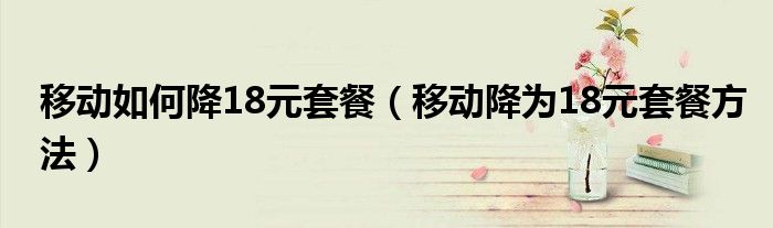 移动如何降18元套餐（移动降为18元套餐方法）-66绿色资源网-第3张图片