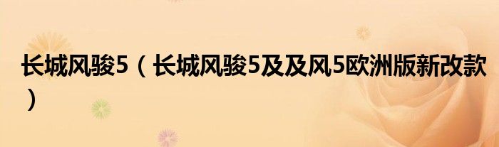 长城风骏5（长城风骏5及及风5欧洲版新改款）