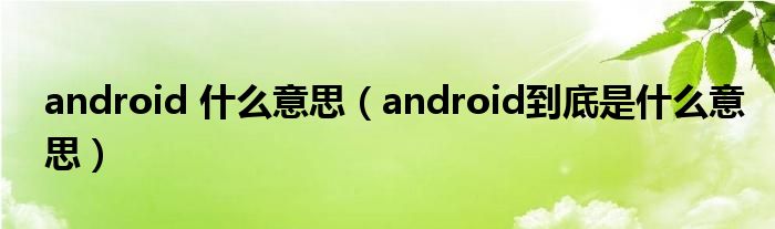 android 什么意思（android到底是什么意思）