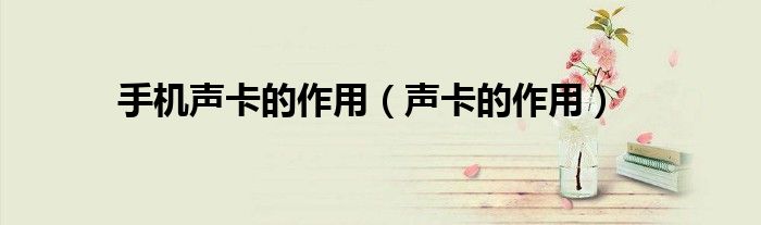 手机声卡的作用（声卡的作用）-66绿色资源网-第3张图片