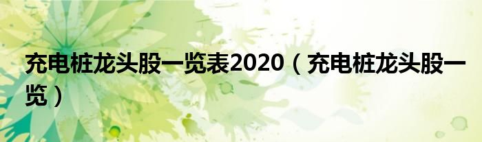 充电桩龙头股一览表2020（充电桩龙头股一览）