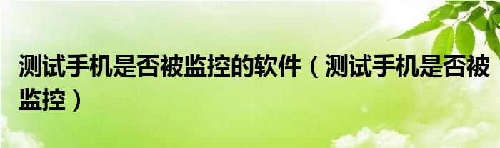 测试手机是否被监控的软件（测试手机是否被监控）