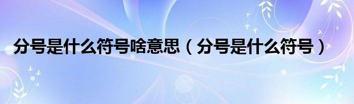 分号是什么符号啥意思（分号是什么符号）