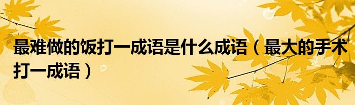 最难做的饭打一成语是什么成语（最大的手术打一成语）