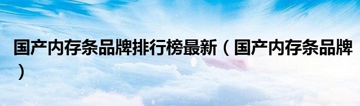 国产内存条品牌排行榜最新（国产内存条品牌）