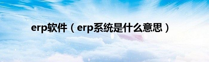 erp软件（erp系统是什么意思）