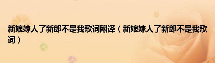 新娘嫁人了新郎不是我歌词翻译（新娘嫁人了新郎不是我歌词）