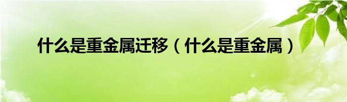 什么是重金属迁移（什么是重金属）