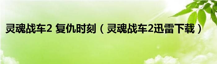 灵魂战车2 复仇时刻（灵魂战车2迅雷下载）