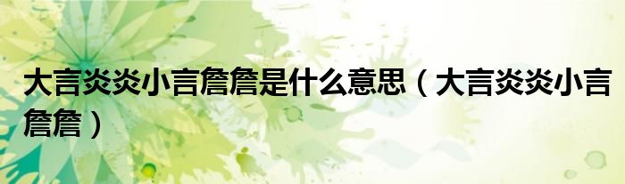 大言炎炎小言詹詹是什么意思（大言炎炎小言詹詹）