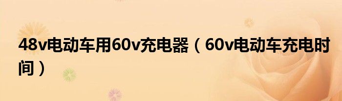 48v电动车用60v充电器（60v电动车充电时间）